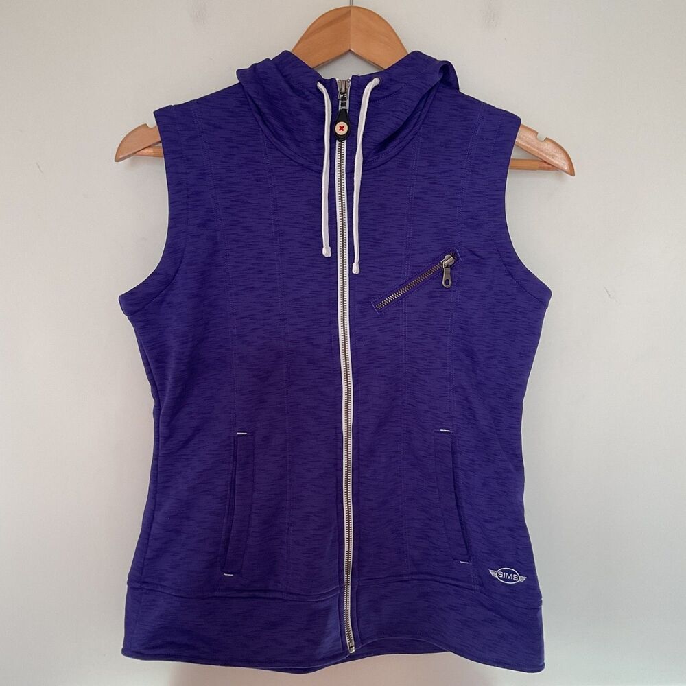 Sims Snowboarding Vest Womens XS Purple Full Zip Hooded Fleece Pockets Gorpcore